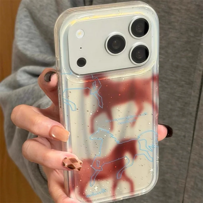 Meteor IND Doppelschichtige Handyhülle mit zwei roten Pferden für iPhone 11 12 13 14 15 16 17 18 Pro Max – Detail 2