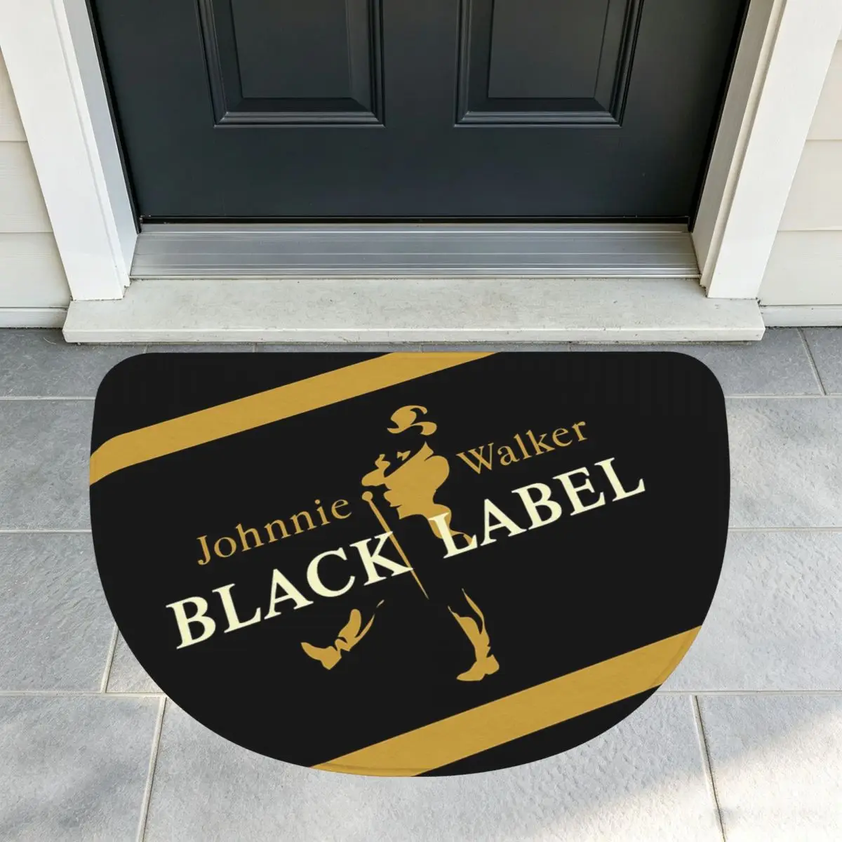 Johnnie Walker Soft Flannel Half Round Doormat Non Slip Bathroom Mat Absorbent Floor Carpet for Garage