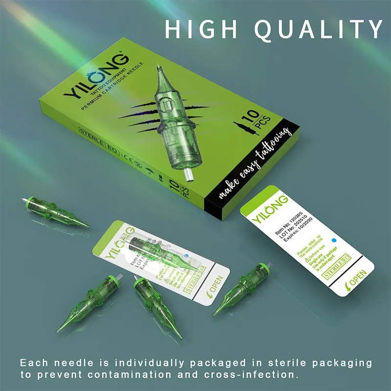 10PCS YILONG Tattoo 0.3MM Needle Professional Tattoo Cartridge Needles Disposable Safety With Membrane Tattoo Needle