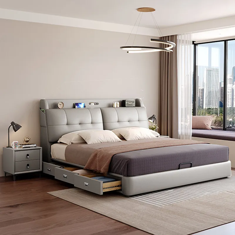 

Modern Simple Bed Luxury Children Double Double Full Bedroom Design Bed European Headboards Letto Matrimoniale Unique Furniture