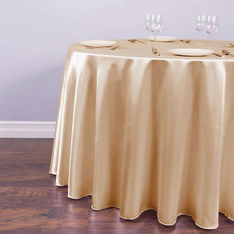 

Smooth Satin Round Tablecloth White Red Blue Gold Solid Color Upscale Table Cover Christmas Birthday Wedding Party Decor 145cm