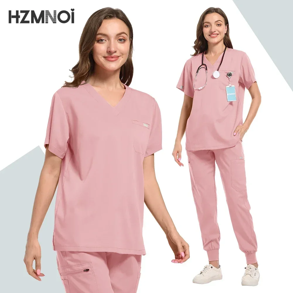 Odontologia médico laboratório spa uniforme cirúrgico esfrega uniforme para mulher farmácia pet hospital conjunto fino ajuste elasticidade enfermeira esfrega