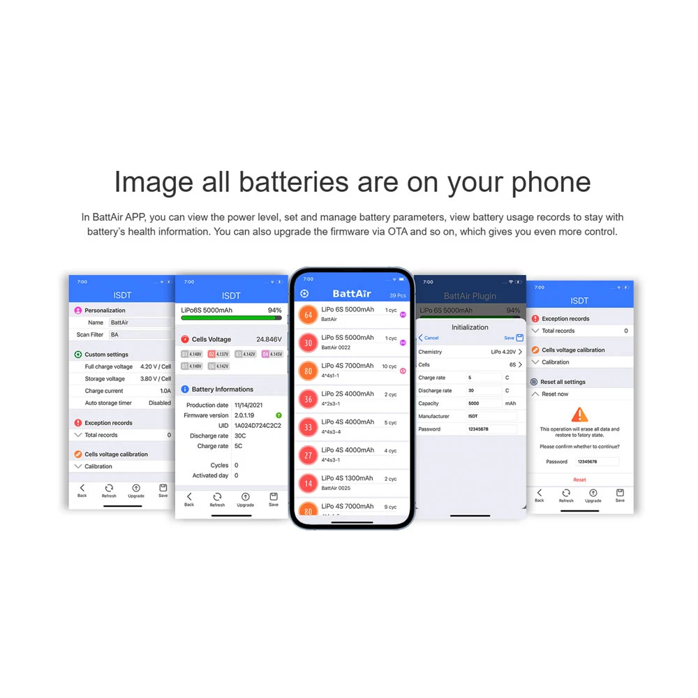 ISDT BattAir Plugin BAP4 BAP6 مدقق الجهد دعم بلوتوث APP التحكم ل 3-4S/5-6S LiFe يبو بطارية Air8 K2Air شاحن