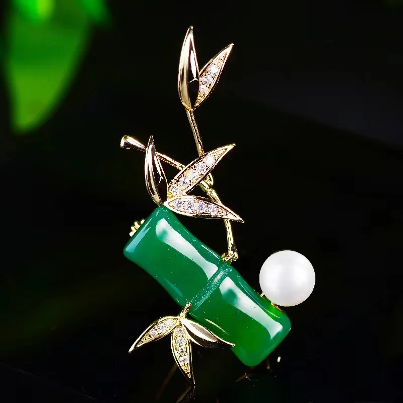 

Exquisite fresh water pearl new style bamboo brooch women's luxury temperament sweater cheongsam corsage accessories