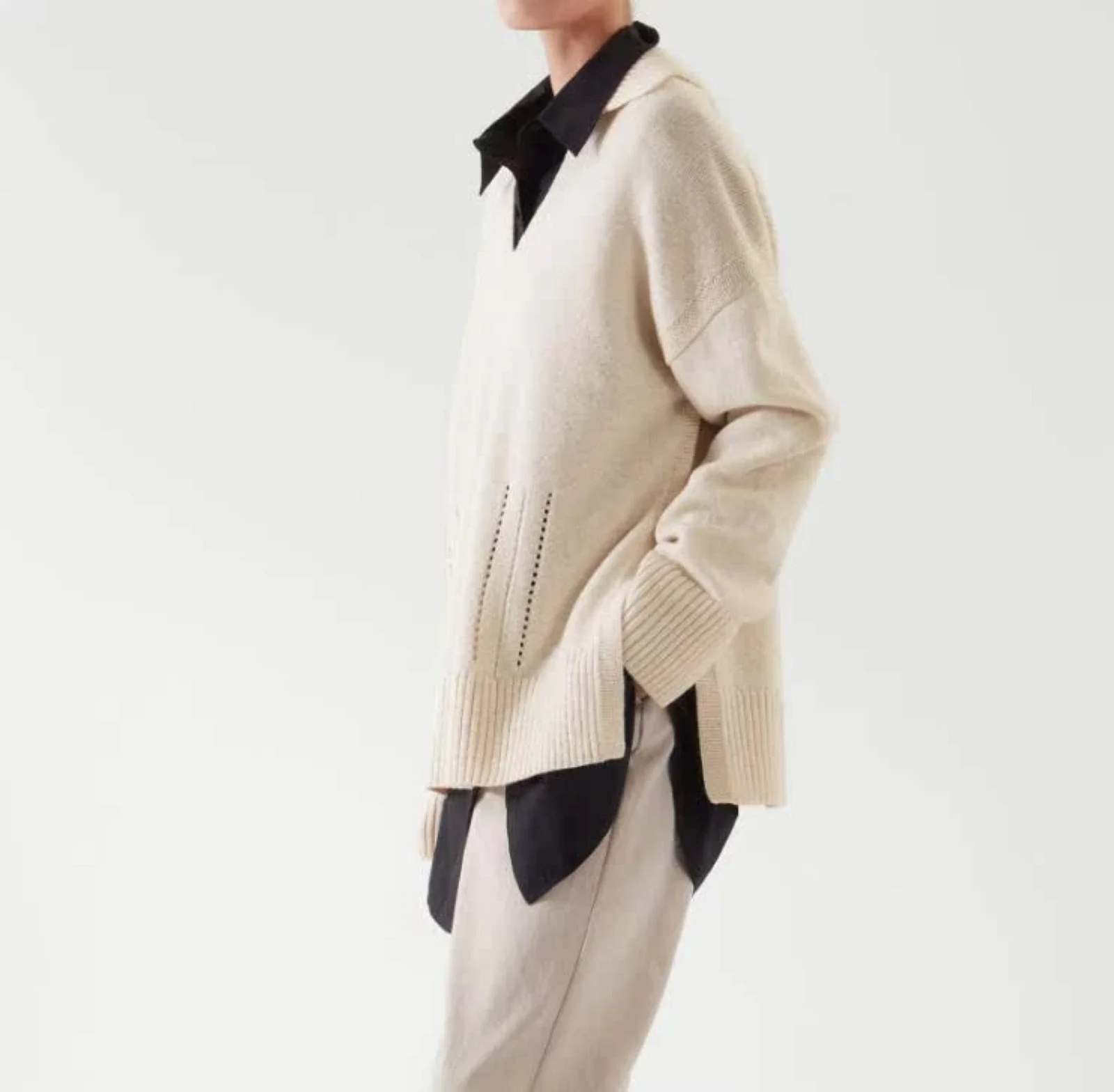 Ethereal costume 2025 cos autumn new style of Ladies' fashionable and Casual style open-collar wool blend knitted sweater