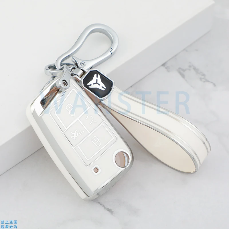4 BOTTONS Silver Tpu Car Key Case Cover for VW 2016 2017 2018 2019 2020 Golf 7 ALLTRACK MK7 for Skoda Octavia A7 Accessories
