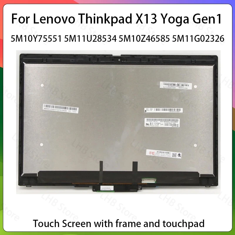 13.3 Inch For Lenovo ThinkPad X13 Yoga Gen 1 1st 20SX 20SY 5M10Y75558 5M10Y75559 Laptop LCD Touch Screen Assembly Display Panel