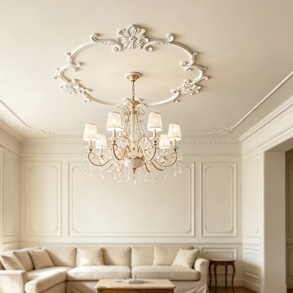 PU Ceiling Medallion Polyurethane Ceiling Rose Decorative Ceiling Medallion for Chandelier Light Pendant Lamp Home Ceiling Deco