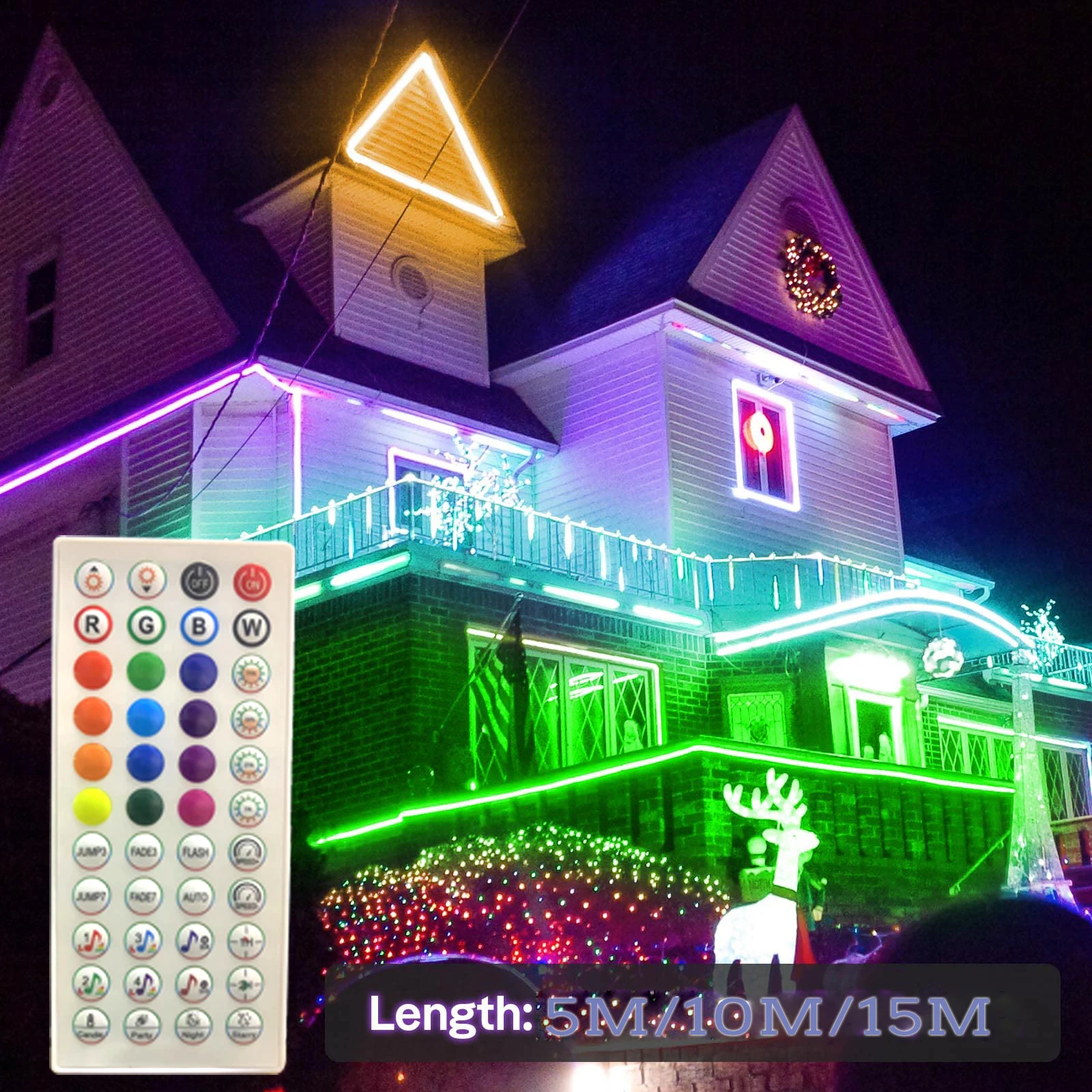 Neon LED RGB 5/10/15M elastyczny pasek wodoodporne światła silikonowe 108 diod led z pilotem aplikacji podświetlenie pokoju Decoratio