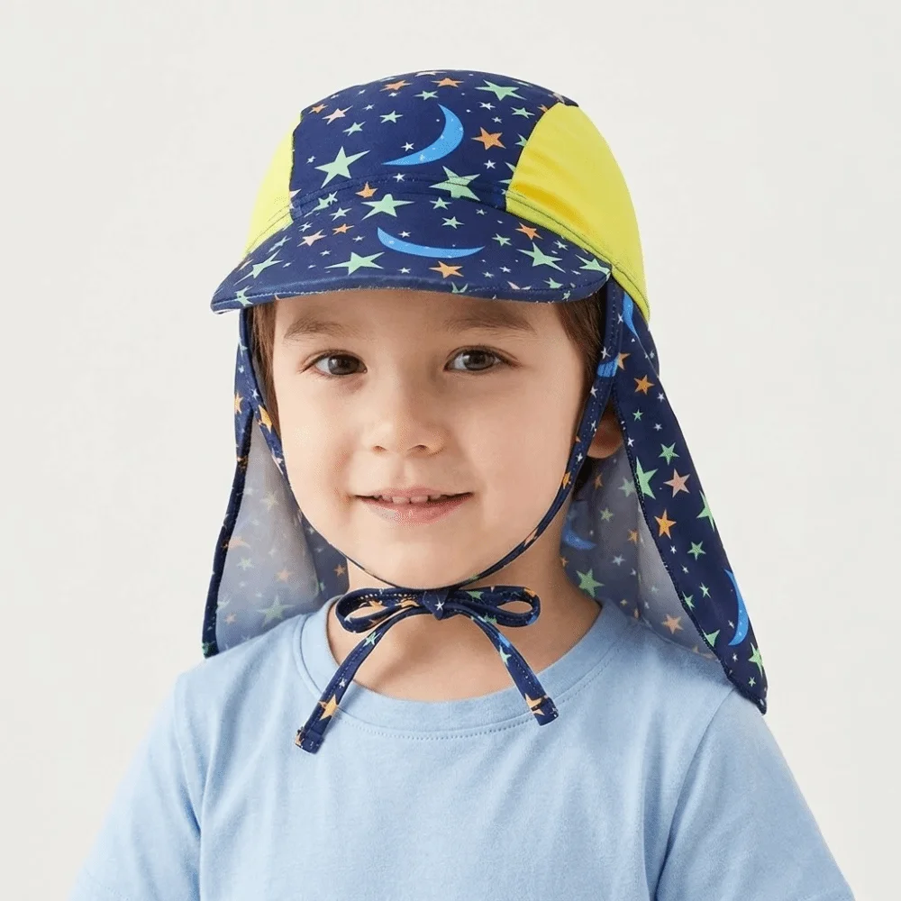

Sweet Starfish Kids Beach Hat Flower UV Protection Kids Sun Hat Breathable Neck Protection Children Bucket Hat Outdoor