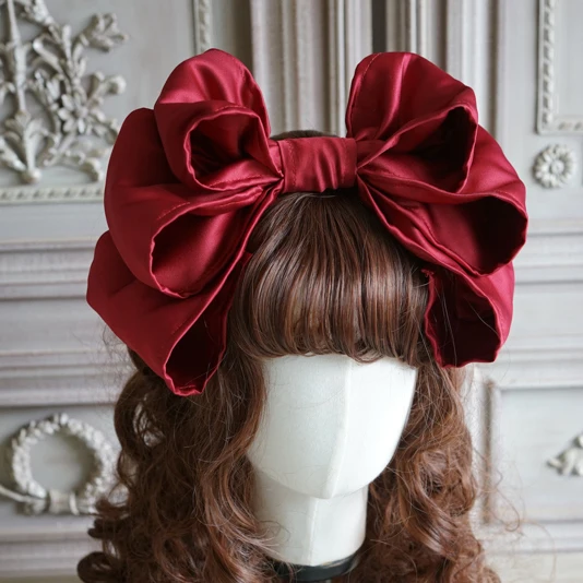 

Lolita Handmade Cute Headwear Girls Oversized Bow Headband Lolita Hair Accessories Satin Multicolor