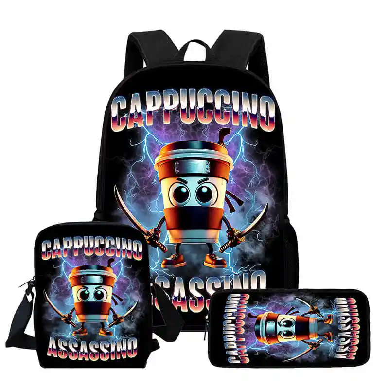Cartoon Games BrainRot School Bags for Boy Girl,3Pcs Set School Backpack with Shoulder Bags,Pencil Bags for Aged 5-10,Best Gift