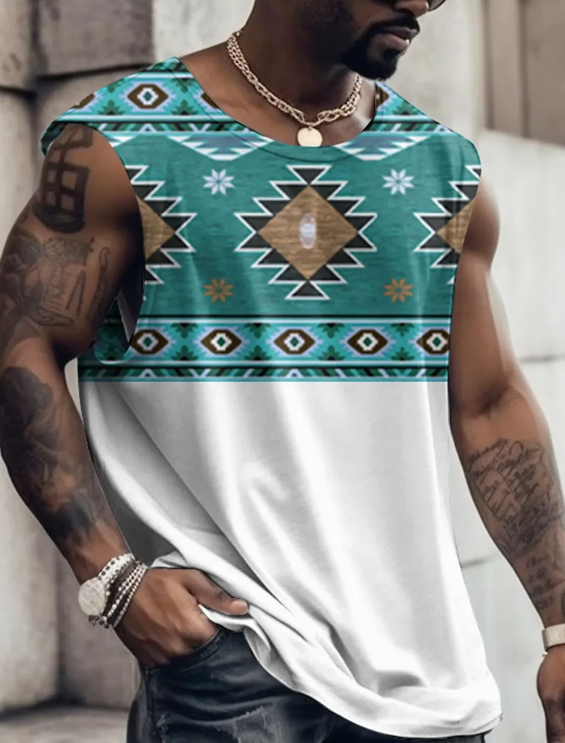 

Men's Vest Top Print Tribe Sleeveless T-Shirt Crewneck Clothing 3D Printing Daily Exercise Fitness Fashion Design 2Xs-6Xl