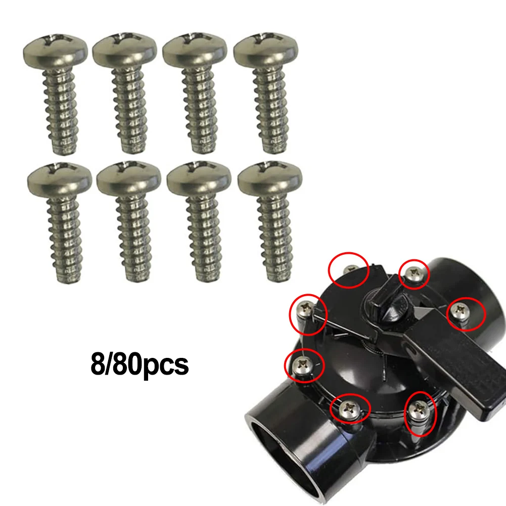 8/80pcs Pool Diverter Valve/Check Valve Housing Screw Kit  For JANDY And For ZODIAC Diverter Valves Outdoor Pool Parts