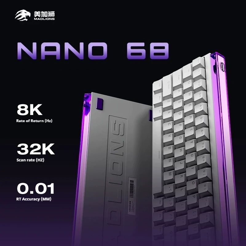 Madlions Nano68 Mechanical Keyboard Customized Magnetic Switch Gaming Keyboard TTC TOP E-Sport 8K 32K Scaning Rate RGB Keyboard