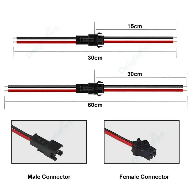 2pin SM Conector Cable LED Connector Socket Male to Female Wire Connector LED Strips Lamp Connectors Quick Adapter Pigtail Wire