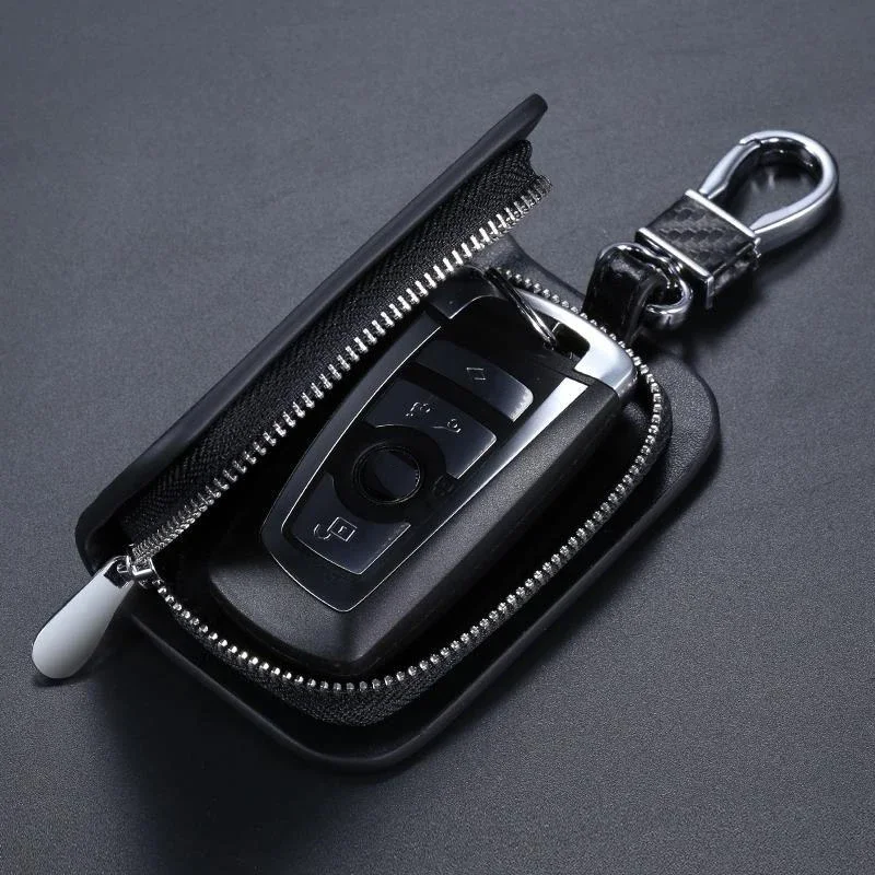 Carbon Fiber Pattern Leather Car Key Case Zipper Key Cover for BESTUNE T99 NAT T77 T55 B70 T90 M9 B70S T33 Accessories 2024