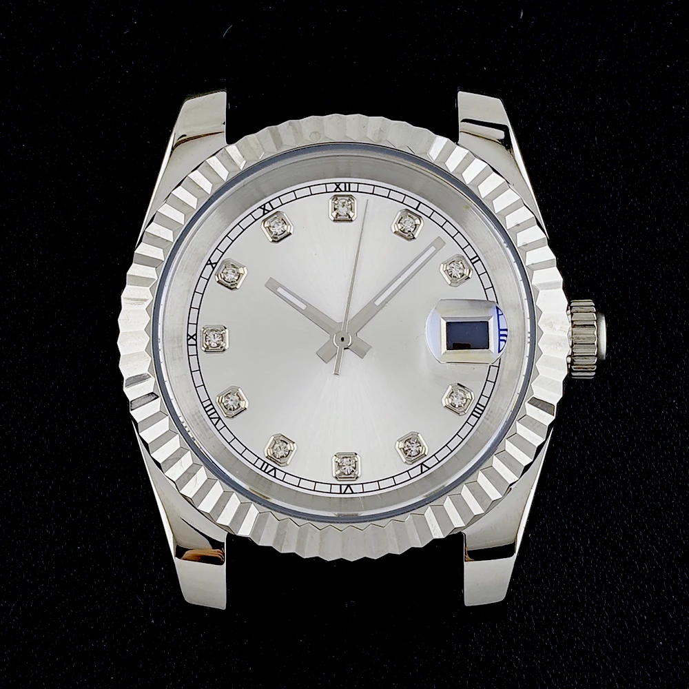NH35 case 36/39mm stainless steel case custom logo diamond dial suitable for NH35 movement watch accessories