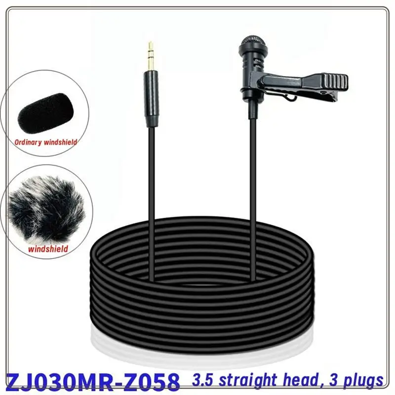 ميكروفون Lavalier موثوق به 3.5 مم + طقم غطاء مقاوم للرياح، ميكروفون Lavalier بمشبك على ميكروفونات خارجية لميكروفون DJI 1