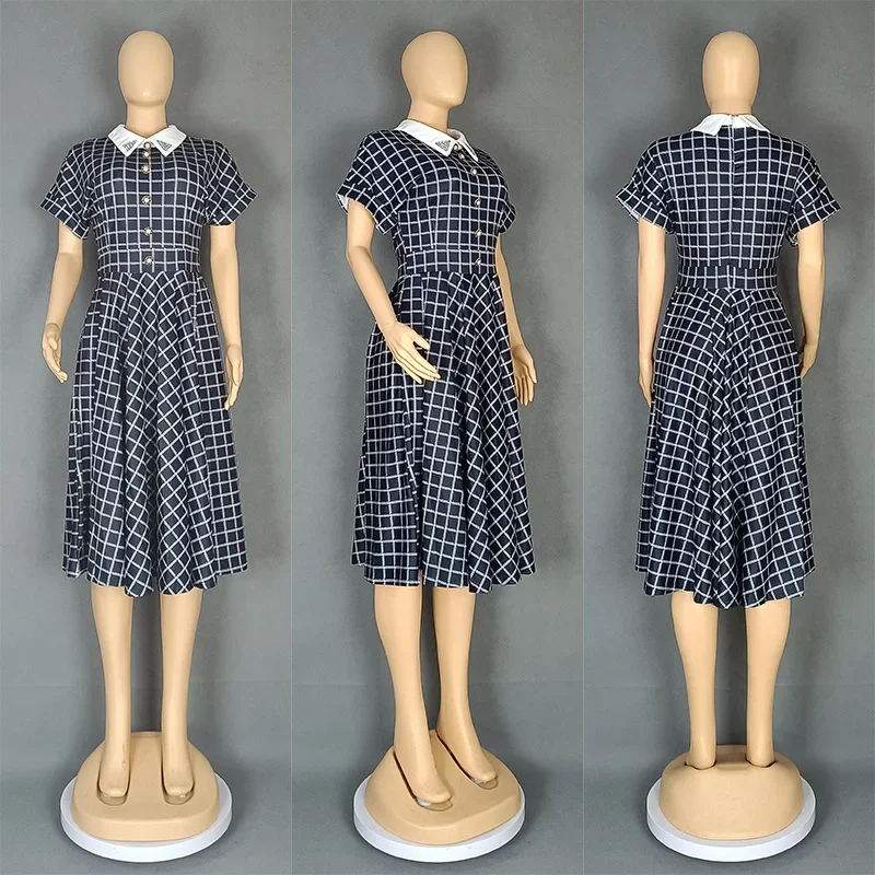 

Autumn Elegant African Women Short Sleeve V-neck Polyester Party Evening Midi Dress Dashiki African Dresses for Women Outfits