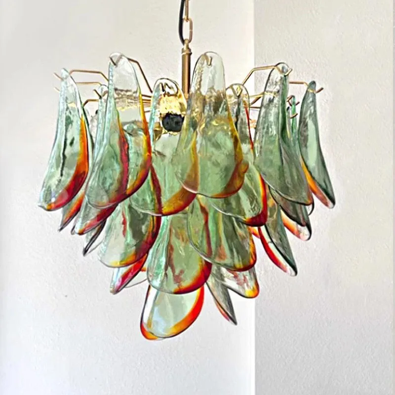 

Home American Italian French Green Petal Glass Vintage Villa Living Room Bedroom Pendant Light