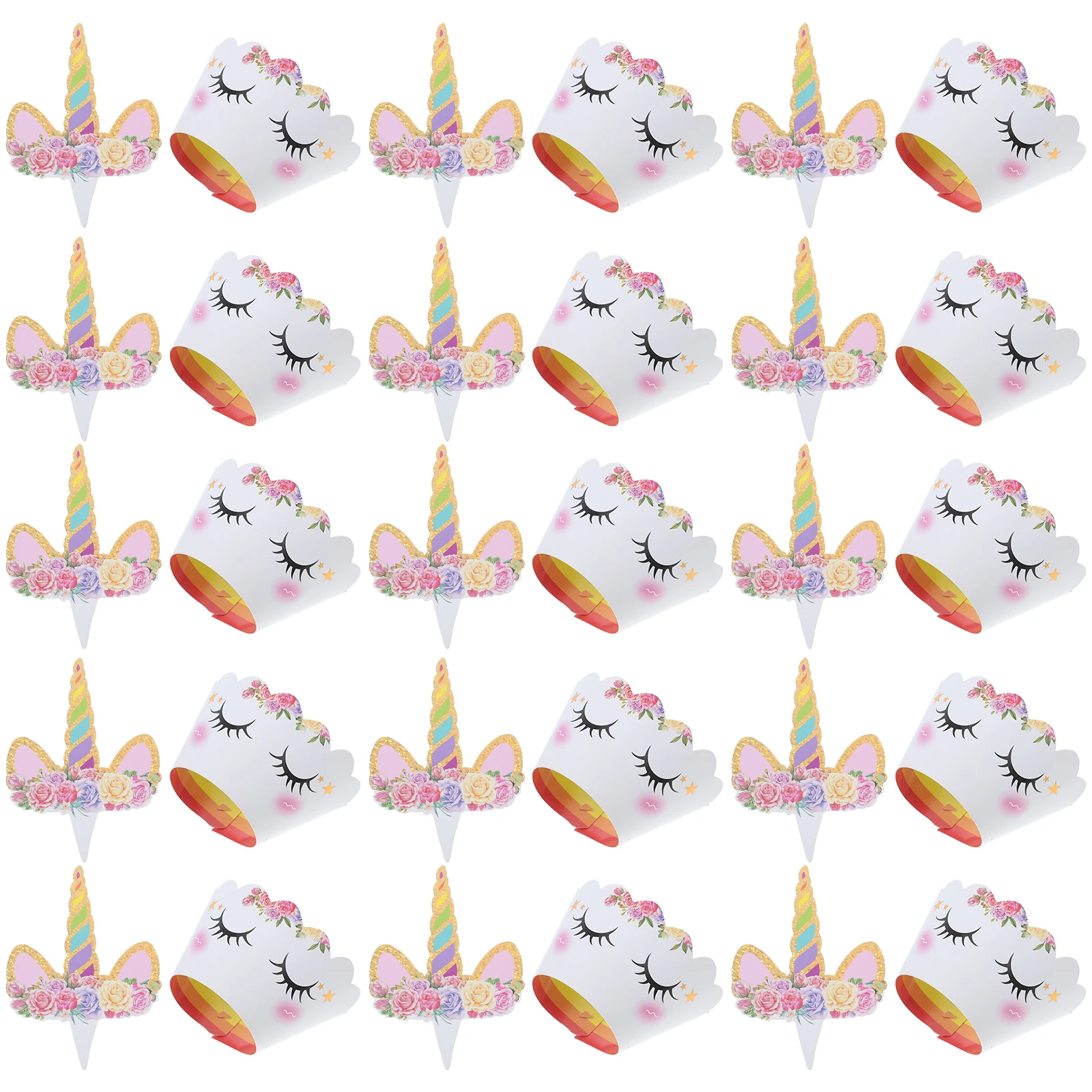 

24pcs Cake Toppers Unicorn Decorations Paper Picks for Cupcakes Cakes Fruits Dessert Shower Kid Birthday