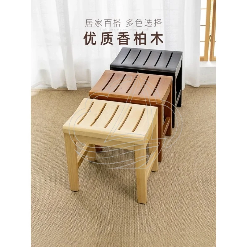 High-end Bathroom Elderly Bath Stool Non-slip Toilet Wash Feet Waterproof Wooden Bench Shower Solid Wood Bench