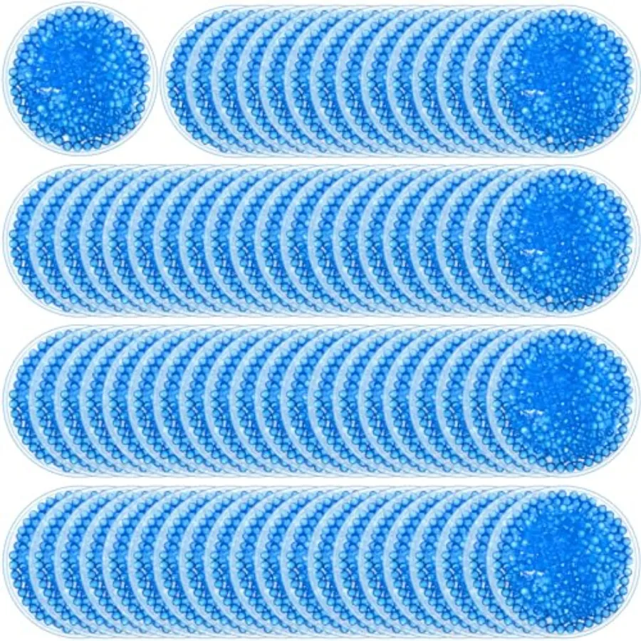 

100 Pcs Round Gel Ice Packs Bulk Reusable Cold Compress for Pain Relief Toothache Fever Headache Face Tired Eyes Swelling Soft