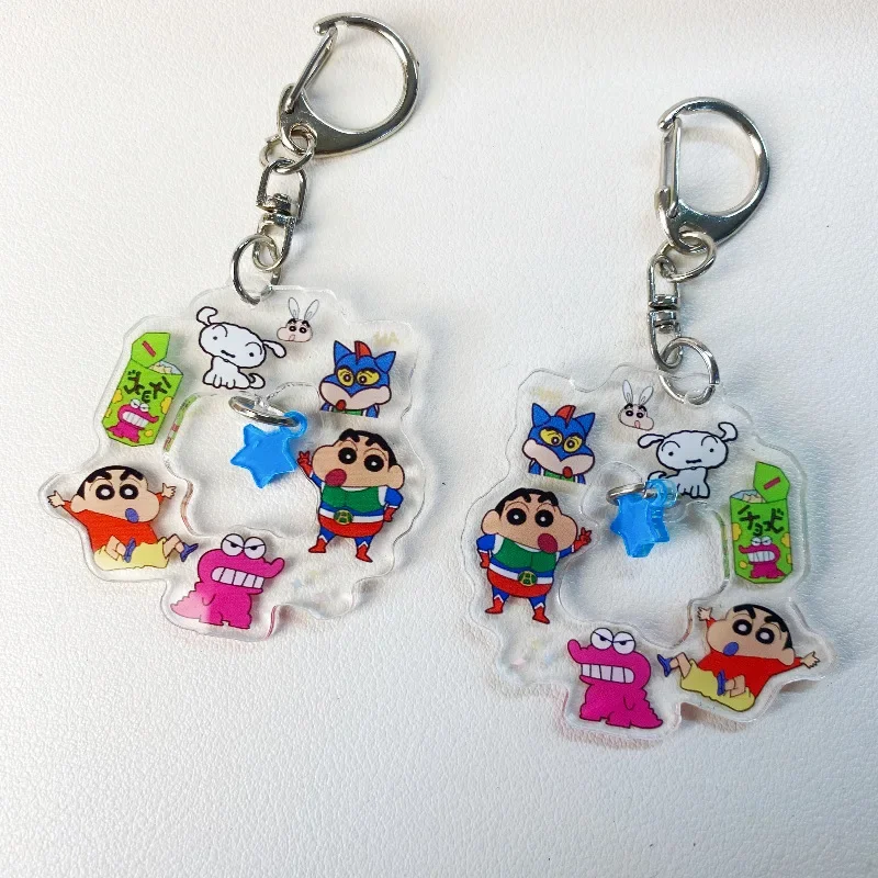 New Anime Crayon Shin-chan Action Kamen Kawaii Q version Figure Acrylic bag pendant keychain Model Toys birthday Gifts