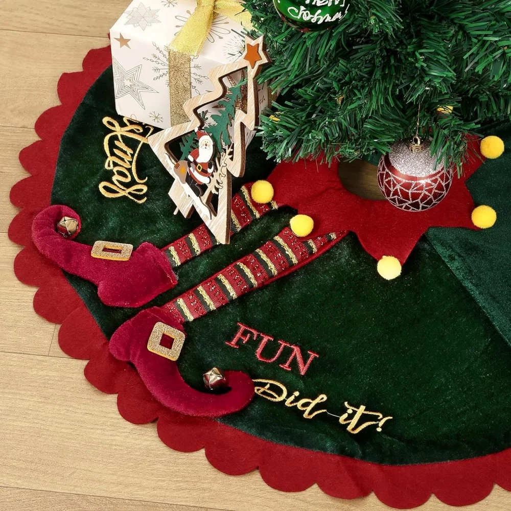 Christmas Tree Skirt Base Elf Christmas Tree Skirt Fabric Carpet Base Mat Christmas Tree New Year Decorative Props Accessories