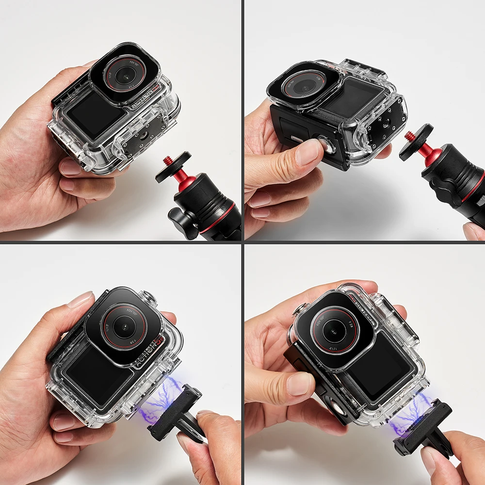 マグネット防水ケース水平垂直撮影 60 メートル水中ダイビング保護カバーハウジング DJI アクション 5pro/4/3 カメラ用