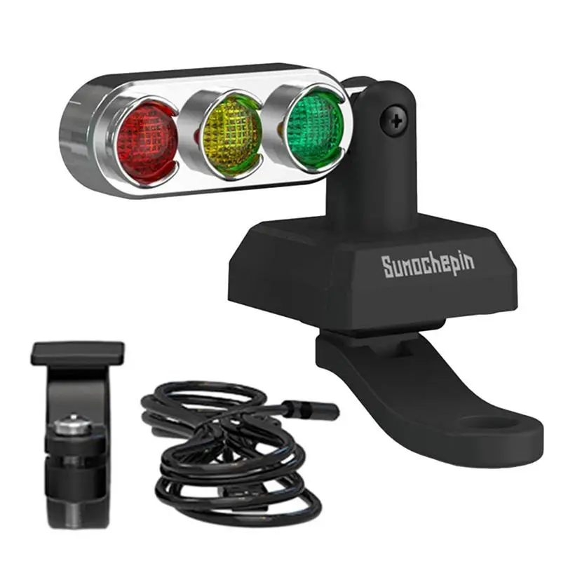 Motorcycle Traffic Light Lamp Helmet Decorate Traffic Lights Adjustable Mini Stop Warning Signal Light For Motorcycle Handlebar