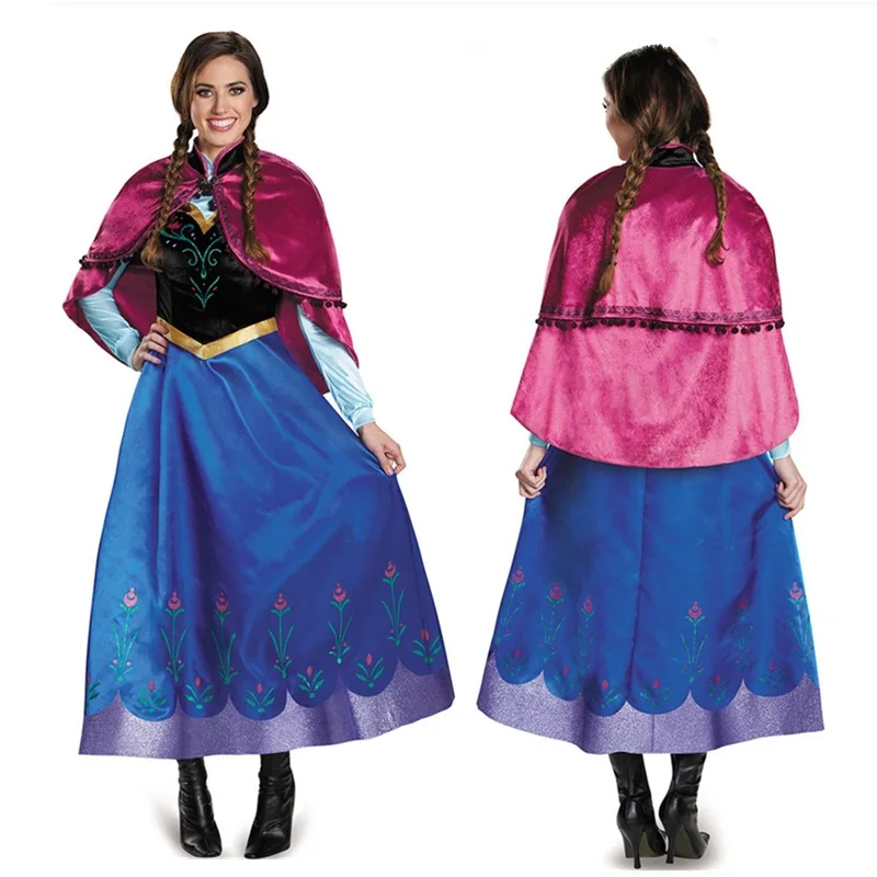 

Adult Halloween Costume Frozen Anna Dress Cosplay Anime S-4XL Size Ice Princess Outfit for Women