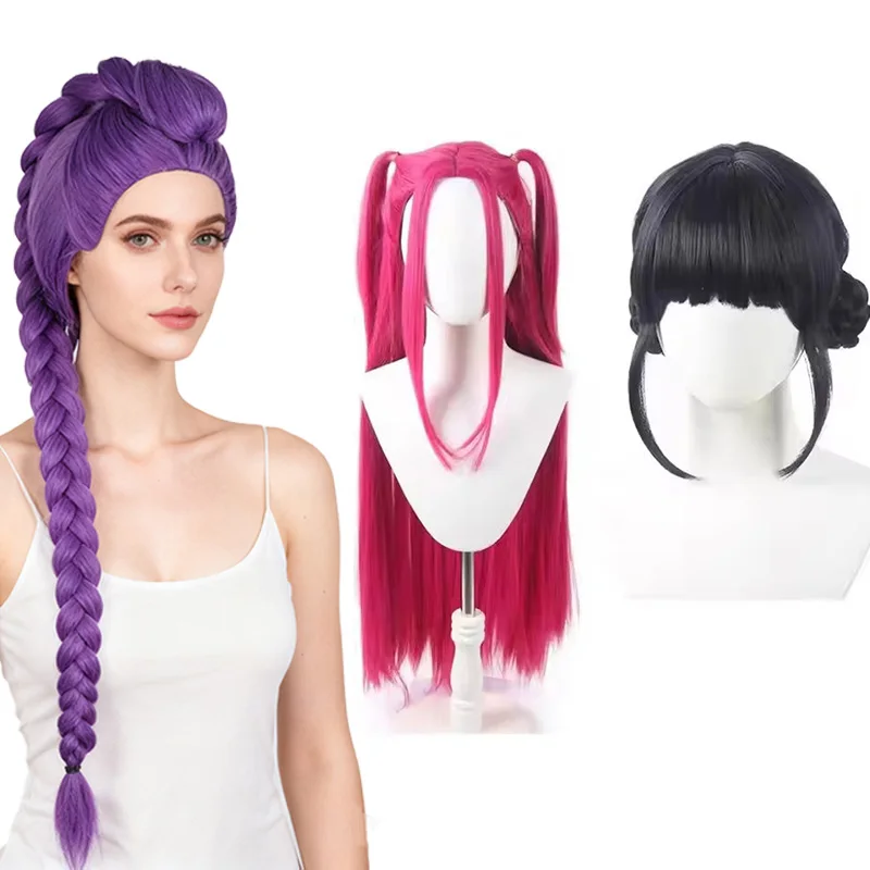 Rumi Mira Cosplay Pruik KPOP Demon Hunters Anime Cosplay Huntrix Vrouwen Halloween Party Cosplay Kostuum Props 100 cm Lang Haar