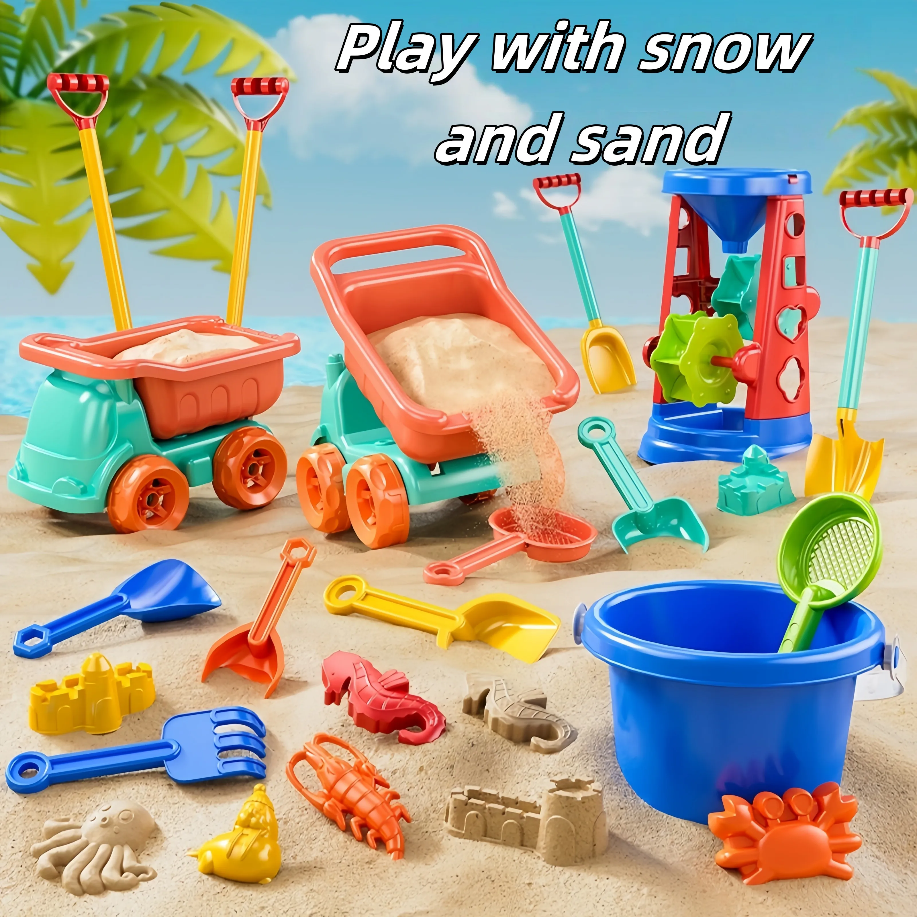 مجموعة ألعاب الشاطئ للأطفال للأولاد والبنات للعب بالرمل والثلج والماء والبستنة الخارجية وحفر التربة وحفر أبناء الشاطئ #3
