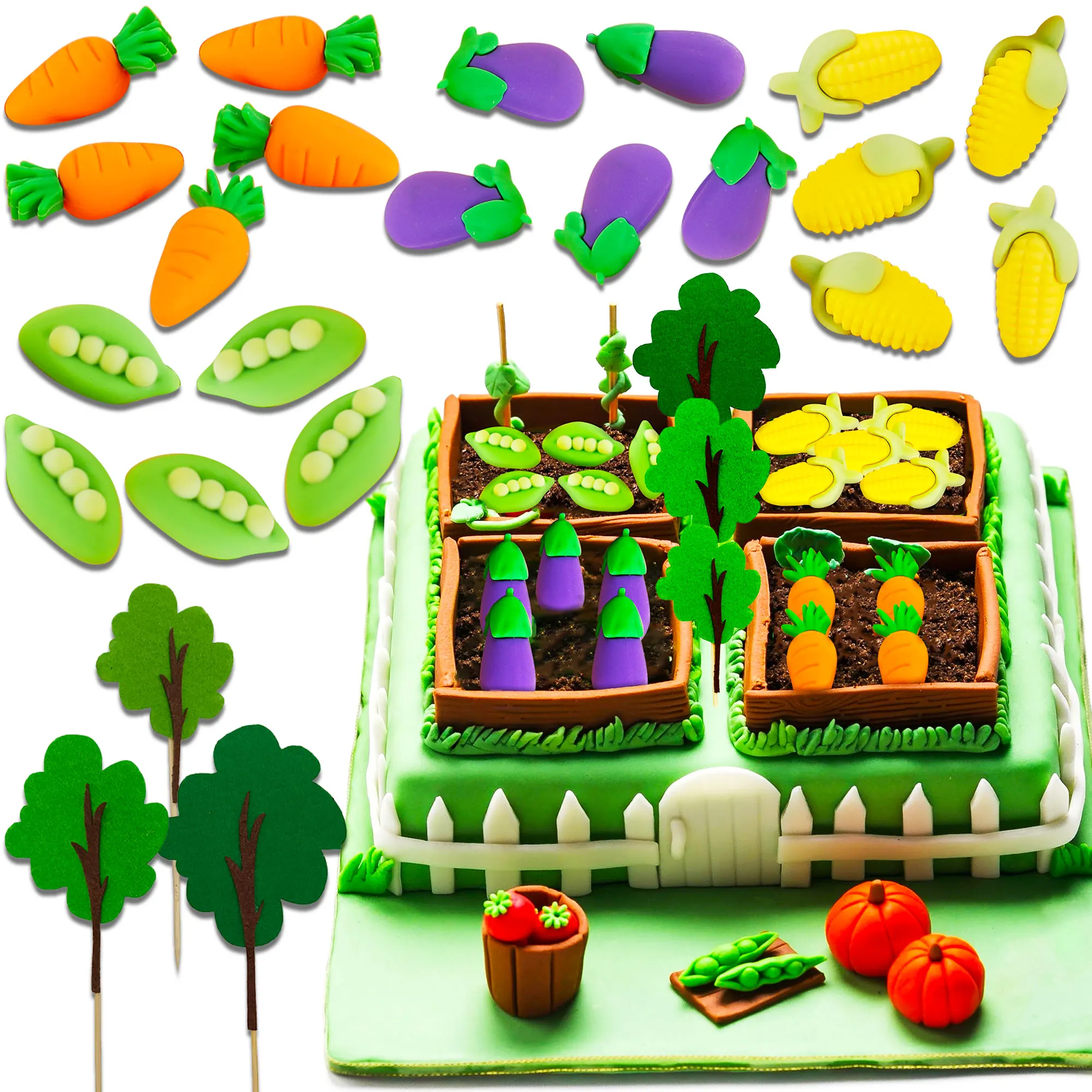 LaVenty Mini Corn Carrots Peas Eggplants Cake Topper Locally Grown Baby Shower Decorations Farmers Market Decoration