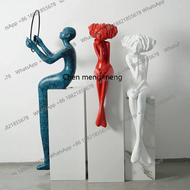 H Modern figure fiberglass creative large-scale floor-to-ceiling sculpture hotel soft decoration model room indoor large