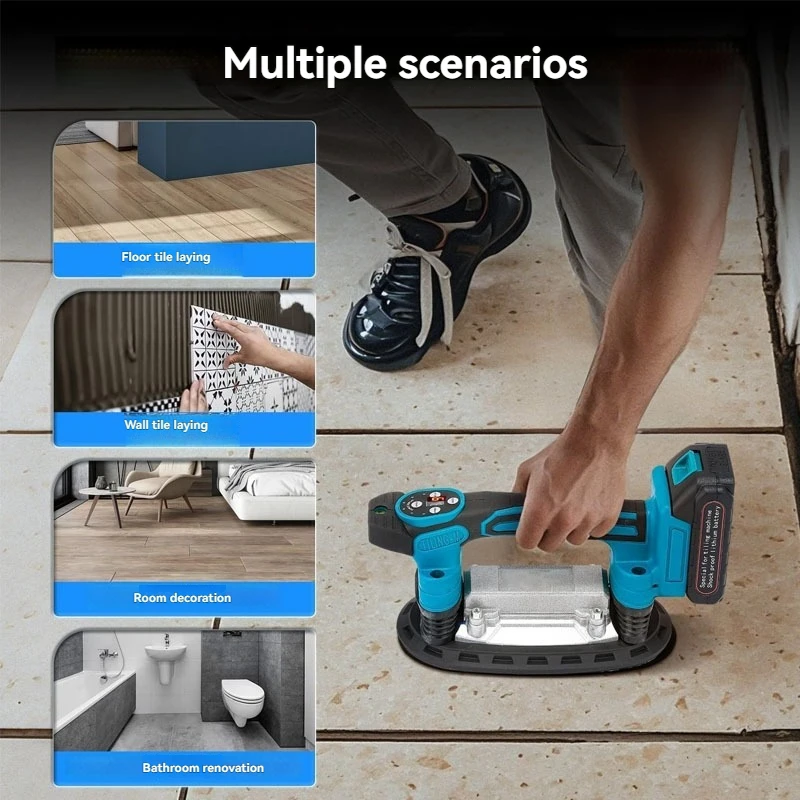 21V Cordless Electric Tile Tiler 9-Speed Adjustable High Frequency Vibration for Floor Wall Tiling Work