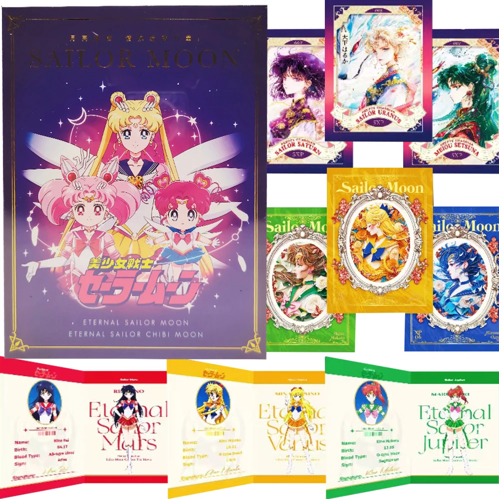 

Wholesale Sailor Moon Collection Cards Anime Pretty Magical Girls Exquisite Craftsmanship Relief Drop Glue Cards Christmas Gifts