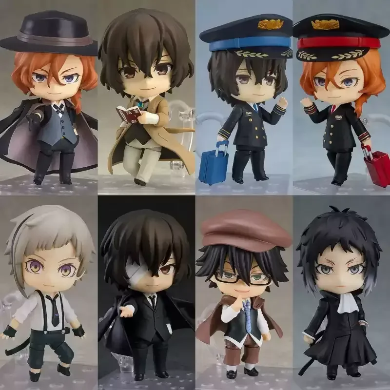 Bungo Stray Dogs 10 cm Anime-Charakter-Actionfigur, Chibi, austauschbare Köpfe, Hände, PVC-Modell, Sammlerstück, Desktop-Spielzeug, Fan-Geschenk