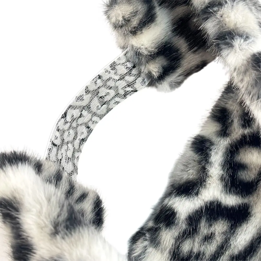 High Quality Faux Fur Faux Fur Headband Leopard Print Soft Winter Ear Warmer Stretchable Elastic Back Leopard Headband