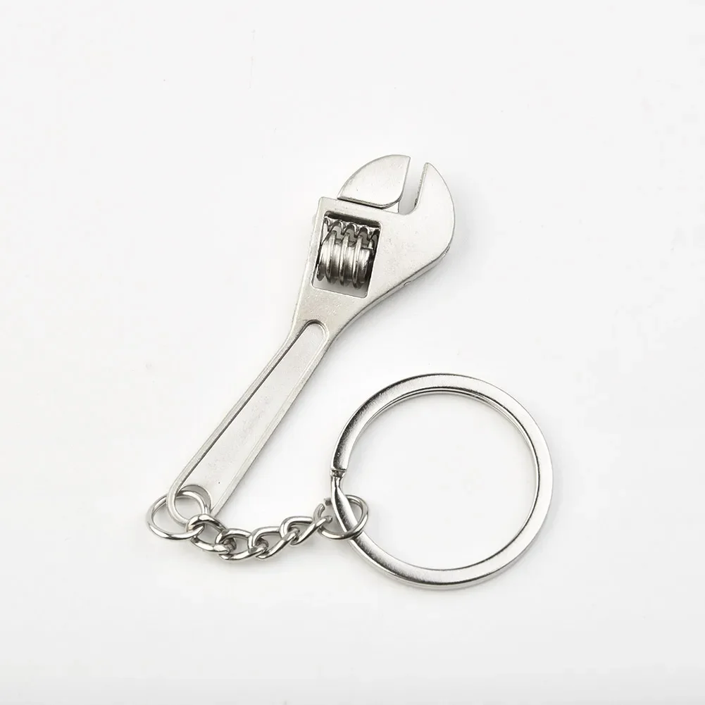 

Metal Material Silver Car Keychain Wrench Shape Creative Fashion Compact Keychain Hot Interior Accessories Easy To Carry