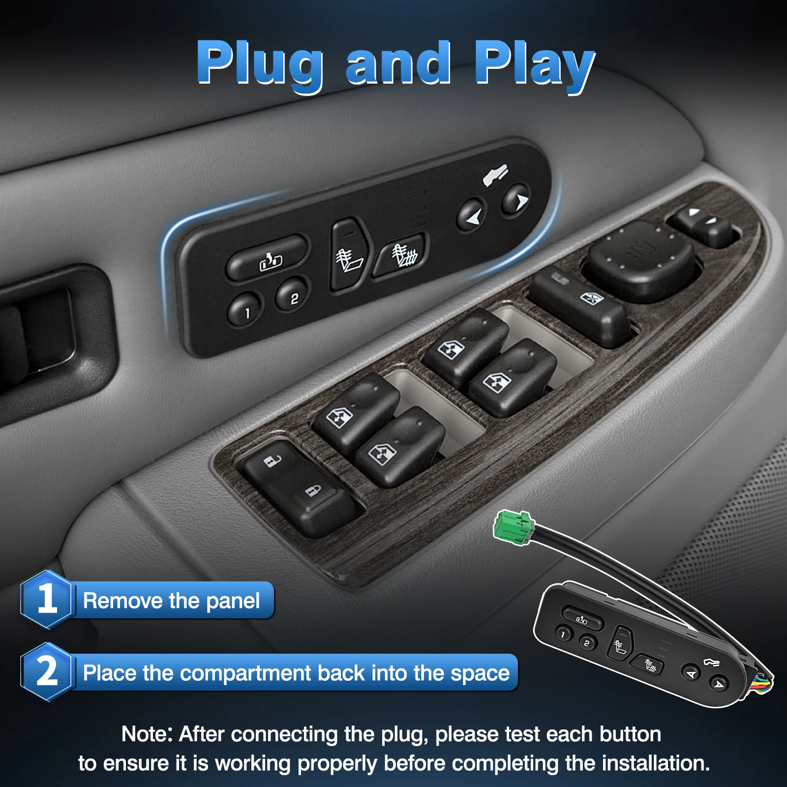 

15116862 15179136 Front Left Seat Heater Control Switch For 2003-2006 Cadillac Escalade Chevy Suburban Tahoe GMC Yukon 901-196