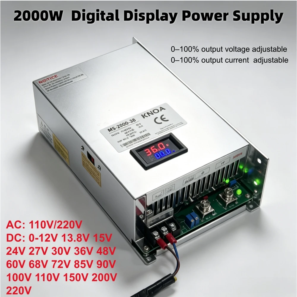 2000W Einstellbares Netzteil AC-DC 12V15V 24V 36V 48V60V72V85V90V110V 150V200V220V Industrieller Transformator CV CC Digitale Anzeige – Detail 2