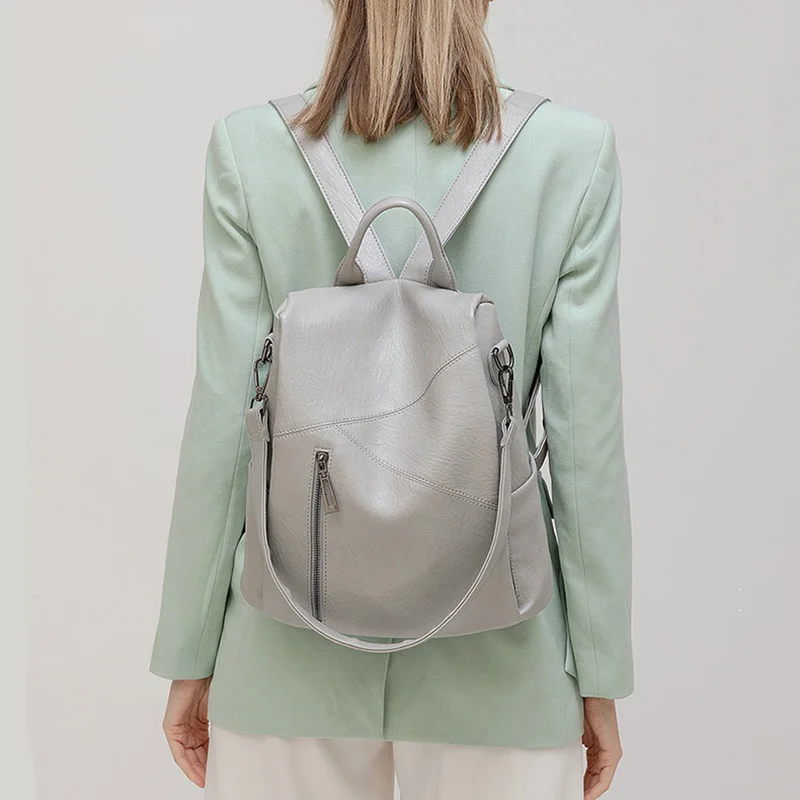 2023 Mode Frauen Echt leder Rucksäcke Patchwork Rindsleder Schultern Tasche Anti-Diebstahl Reisen College Tages rucksäcke für Mädchen