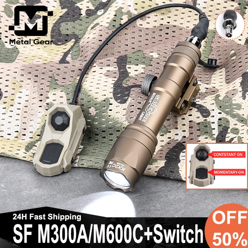 

Airsoft Surefir M600C Flashlight M300A Hunting Weapon White LED Light Tactical AXON Switch Fit 20mm Picatinny MLOK KEYMOD Rail