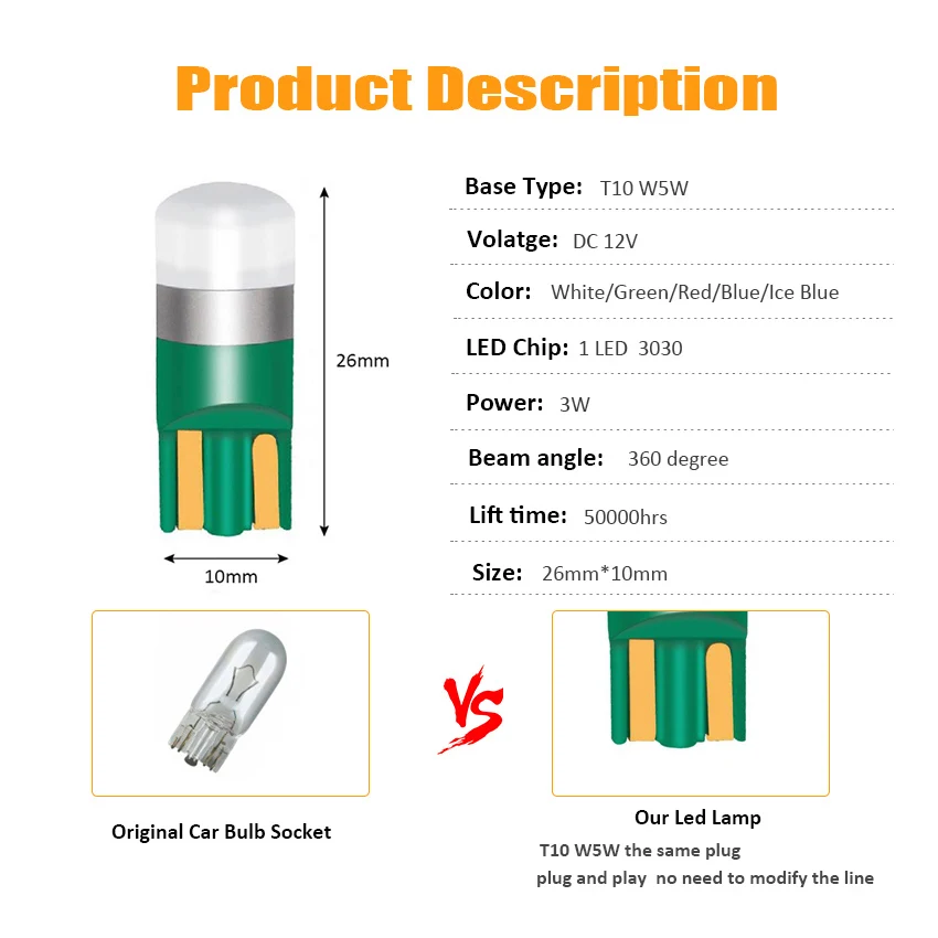 자동차 번호판 램프 돔 독서등, T10 LED W5W, 매우 밝은 자동차 인테리어 부품 전구, 6000K 흰색, 12V, 2 개, 4 개