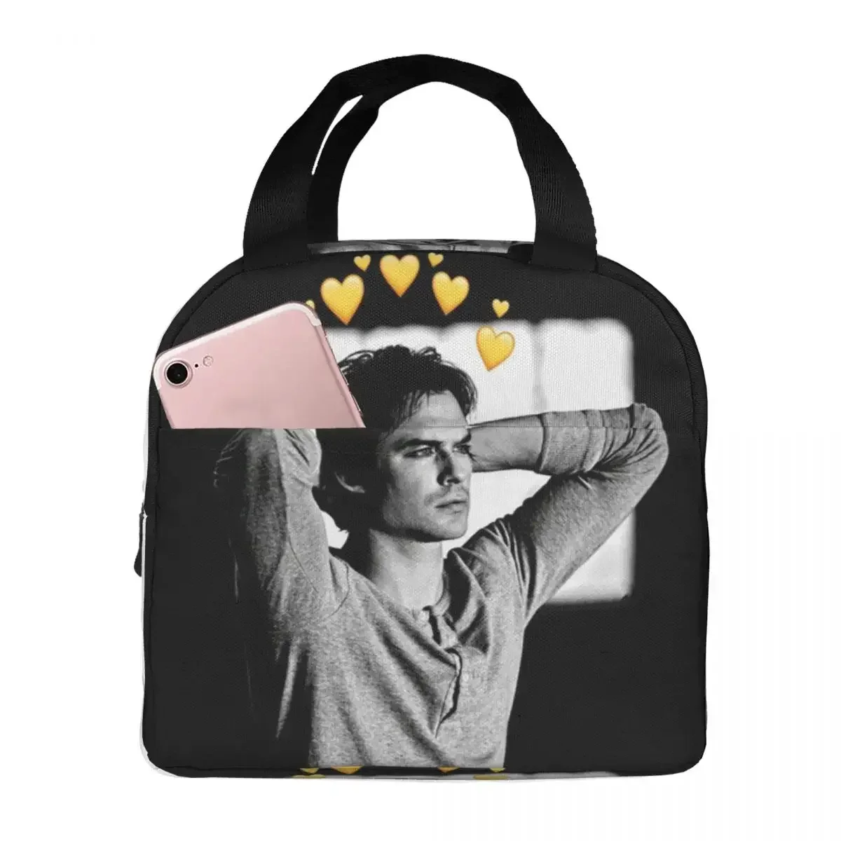 Damon Salvatore The Vampire Diaries Insulated Lunch Bag for Women Office Cooler Thermal Food Box Tote Lunch Boxes Container