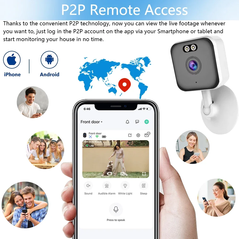 Wide Angle Camera Wireless 2.4G WiFi Indoor Camera for Home Security Human Detectio Baby Camera Motion Sensor Color Night Vision