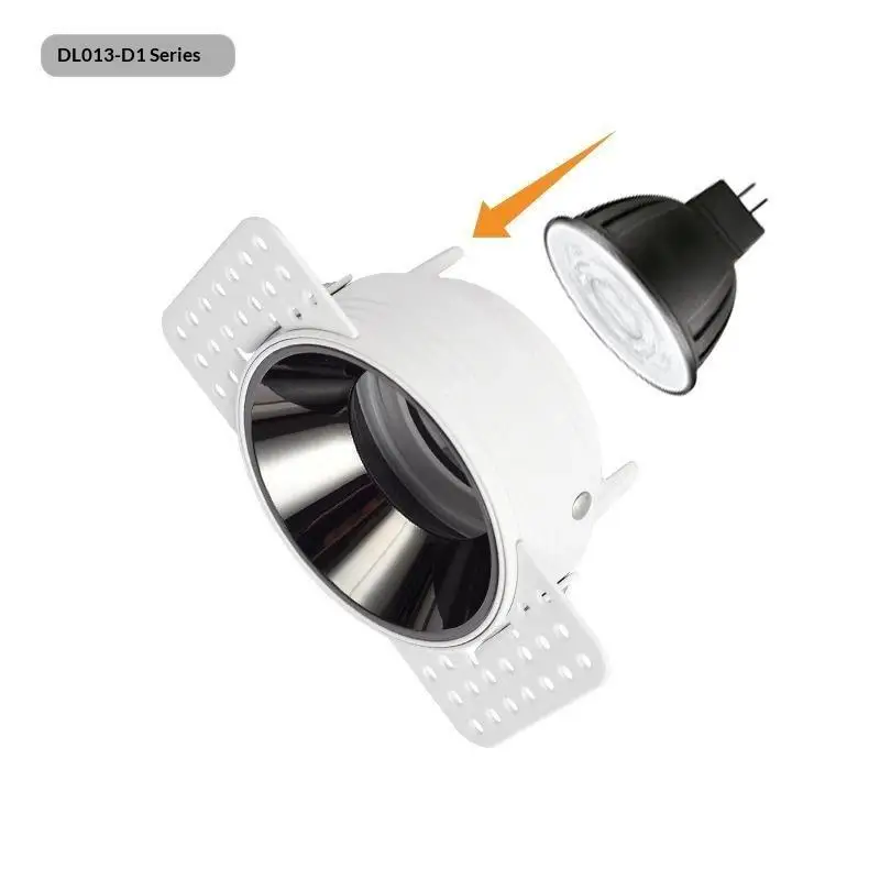Borderless Adjustable Anti-Glare LED Spotlight Recessed Trimless Ceiling Downlight GU10/MR16 Spot Light Holder Bracket Fittings